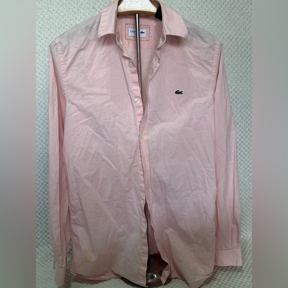 Lacoste Men's Light Pink Casual Button-Down Shirt